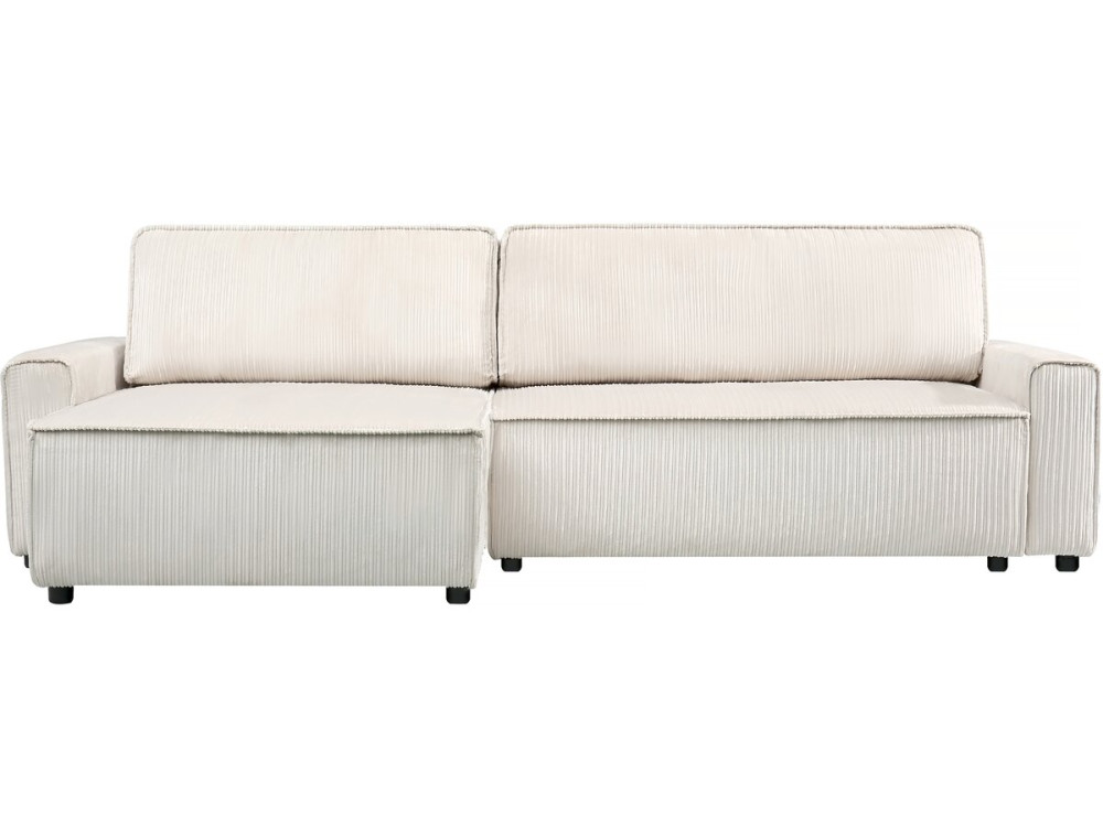 Canapé d'angle convertible et reversible en velours côtelé "Montaigne" - 3 places  - Beige