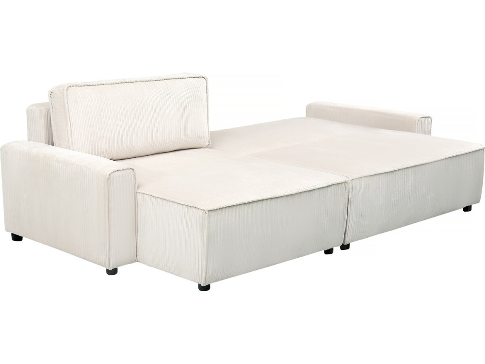 Canapé d'angle convertible et reversible en velours côtelé "Montaigne" - 3 places  - Beige