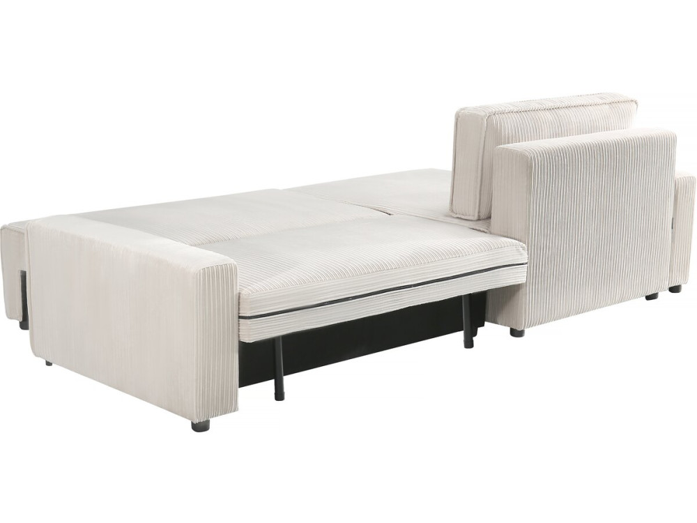 Canapé d'angle convertible et reversible en velours côtelé "Montaigne" - 3 places  - Beige