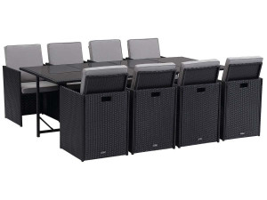 Salon de jardin résine tressée "Chicago 8" - Atlanta - Noir