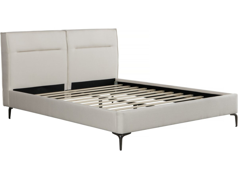 Lit double en tissu design "Moritz" - 140 x 190 cm - Beige