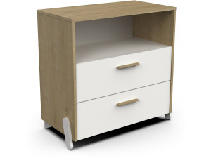 Commode enfant 2 tiroirs et une niche "Naili" - Blanc