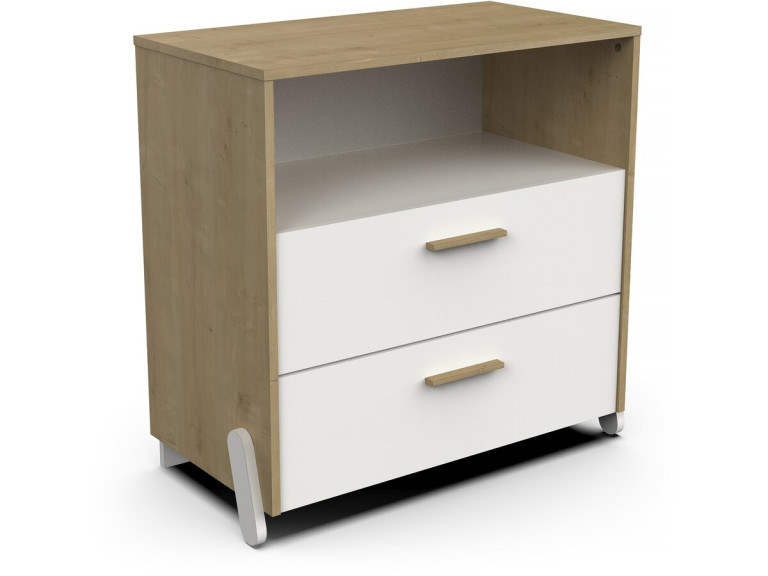 Commode enfant 2 tiroirs et une niche "Naili" - Blanc