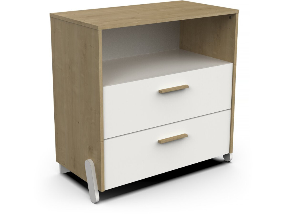 Commode enfant 2 tiroirs et une niche "Naili" - Blanc