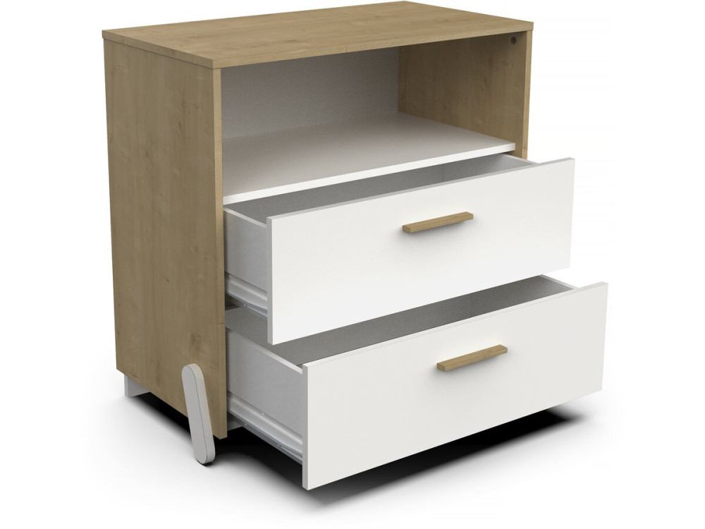 Commode enfant 2 tiroirs et une niche "Naili" - Blanc