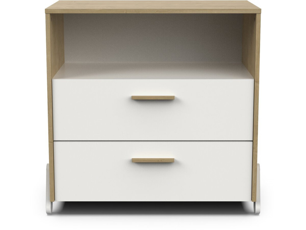 Commode enfant 2 tiroirs et une niche "Naili" - Blanc