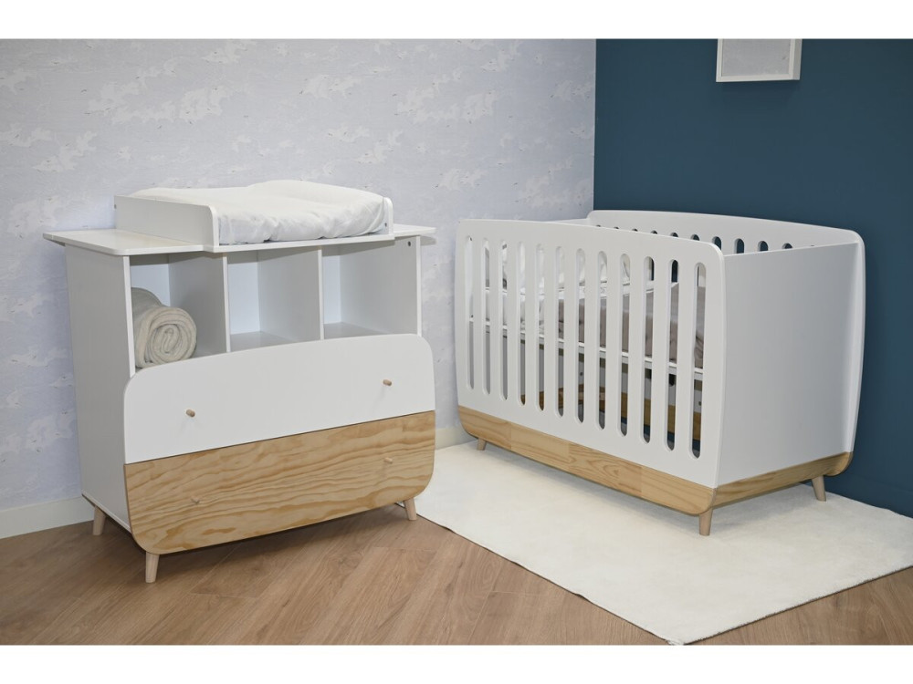 Lit berceau bébé " Firmiana " - 60 x 120 cm - Blanc mat