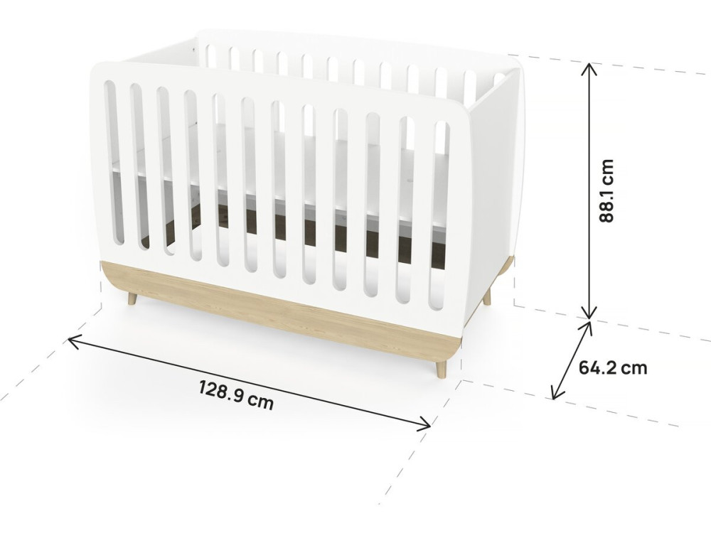 Lit berceau bébé " Firmiana " - 60 x 120 cm - Blanc mat