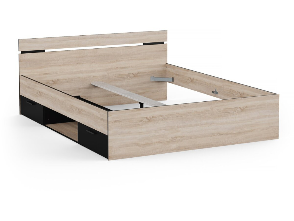 Lit Double en bois "Michigan" - 160 x 200 cm - Beige