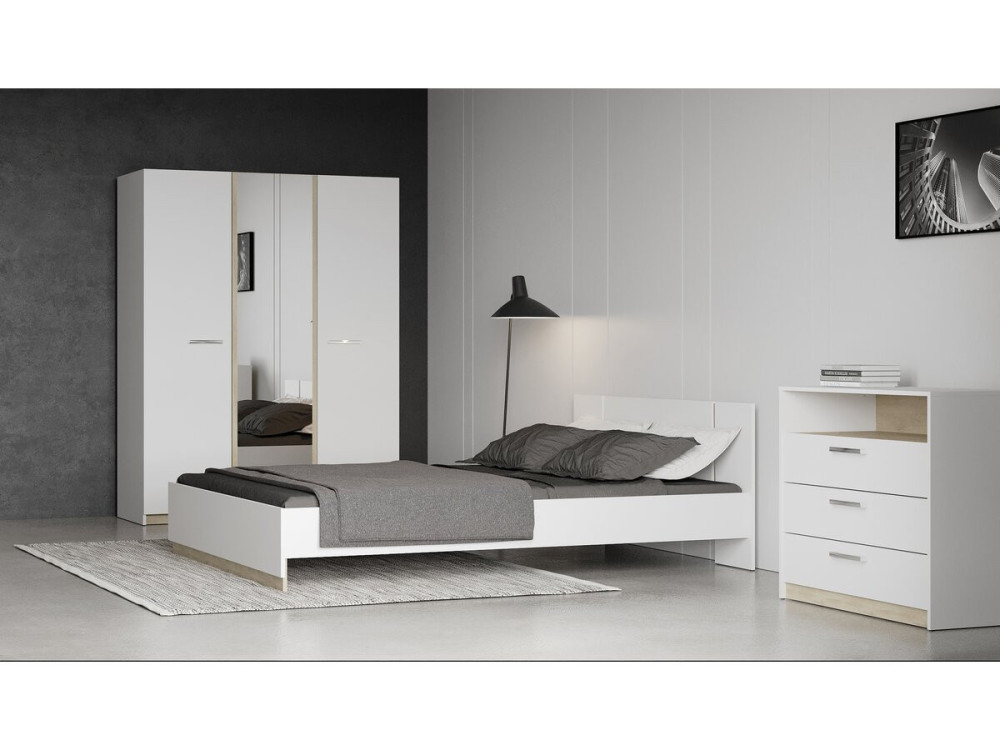 Lit Double en bois "Watson" - 140 x 200 cm - Blanc