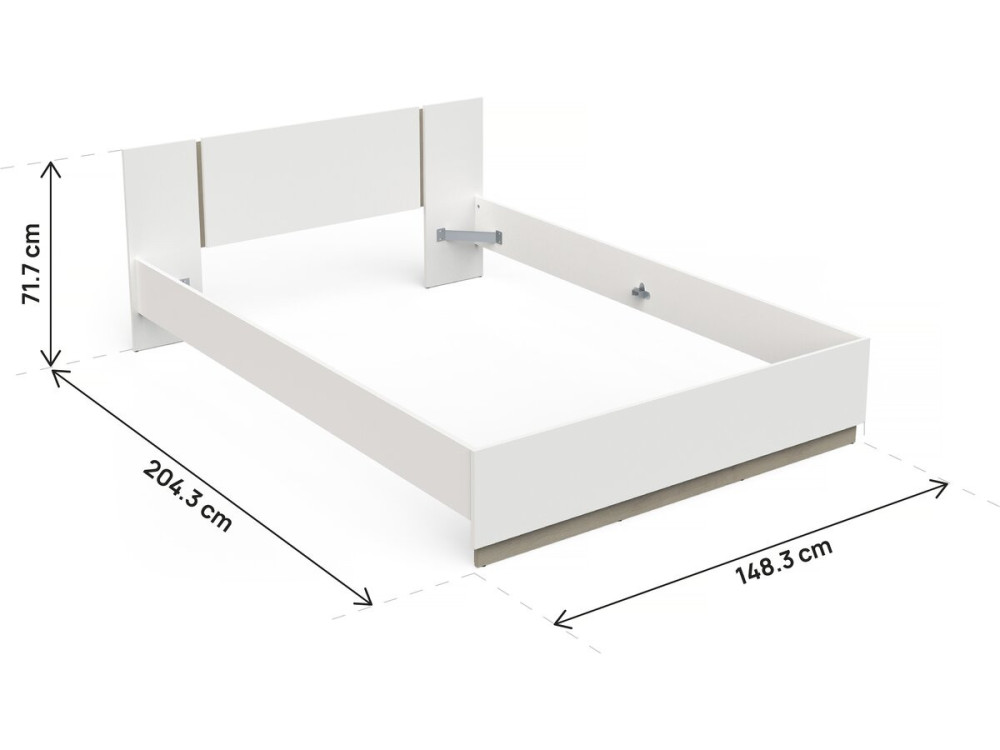 Lit Double en bois "Watson" - 140 x 200 cm - Blanc