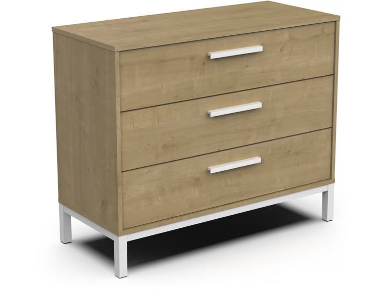 Commode "CRAFT" - Bois - 3 tiroirs - Marron/Blanc