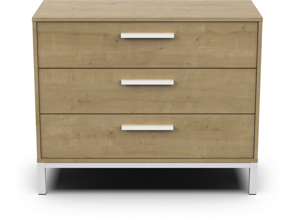 Commode "CRAFT" - Bois - 3 tiroirs - Marron/Blanc