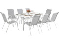 Table et chaises de jardin en textilène "Cordoba XL 180" - Phoenix - 8 places - Gris
