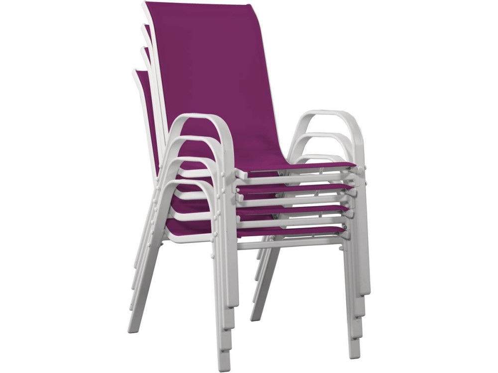 Table et chaises de jardin en textilène "Cordoba" - Phoenix - 6 places - Fuschia