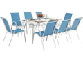 Table et chaises de jardin en textilène "Cordoba XL 180" - Phoenix - 8 places - Taupe - Bleu