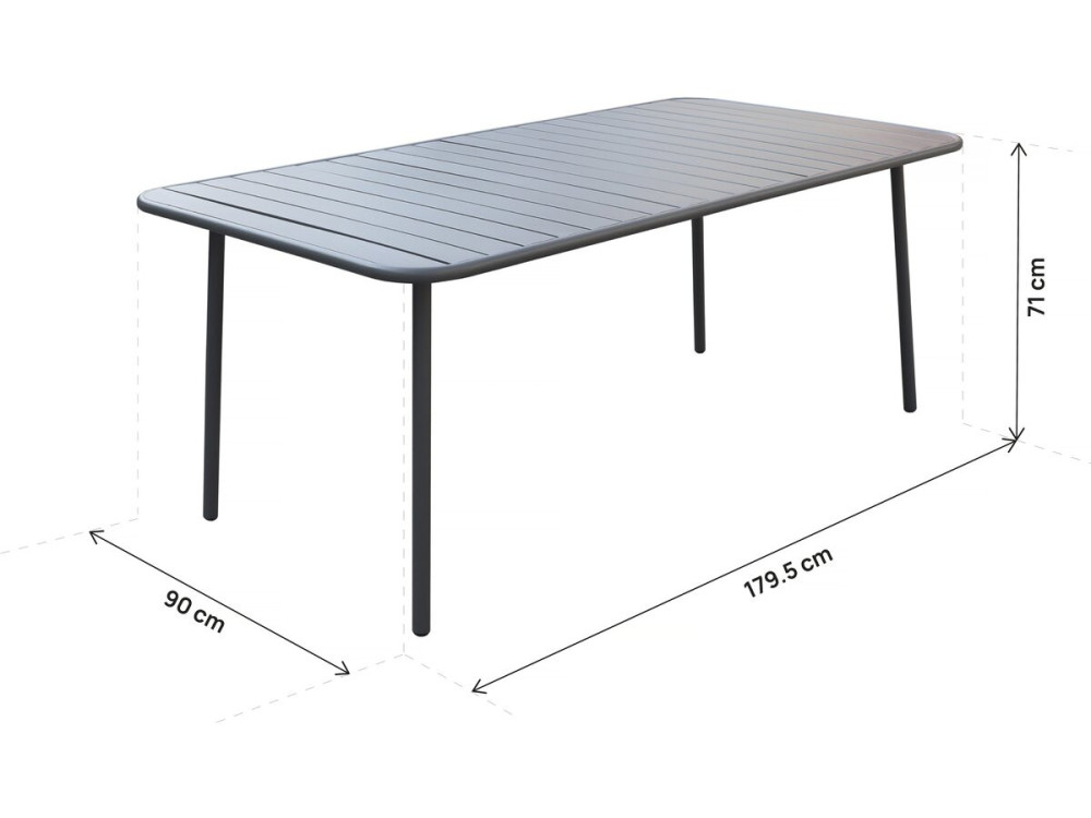 Table et chaises de jardin en métal "Bilbao" - 8 places - Gris