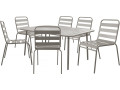 Table et chaises de jardin en métal "Bilbao" - 8 places - Gris - Taupe