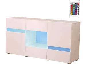Buffet LED "Volta" - 140 x 40 x 72 cm - Blanc laqué