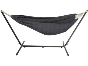 Hamac avec support en métal 150 x 200 cm - Gris