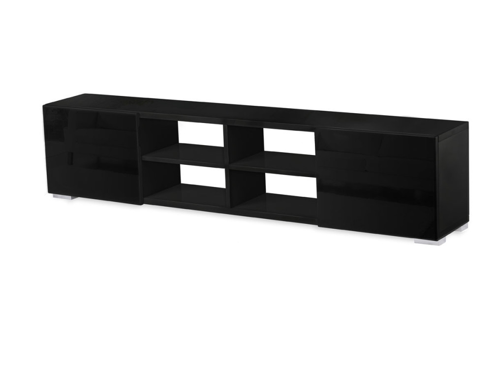 Meuble TV "Alicia" - 185 x 30 x 42,5 cm - Noir laqué