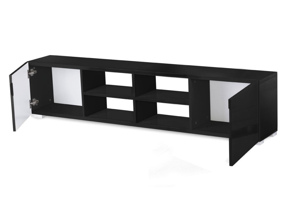 Meuble TV "Alicia" - 185 x 30 x 42,5 cm - Noir laqué