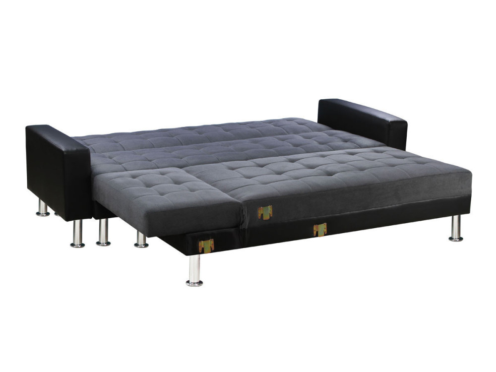 Canapé d'angle convertible et réversible "Theo" - 5 places - Noir et Gris