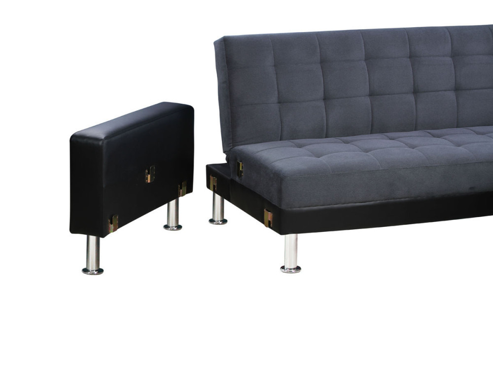 Canapé d'angle convertible et réversible "Theo" - 5 places - Noir et Gris