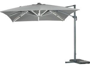 Parasol jardin déporté led alu "Sun 3 Luxe" 3 x 3 m - Gris
