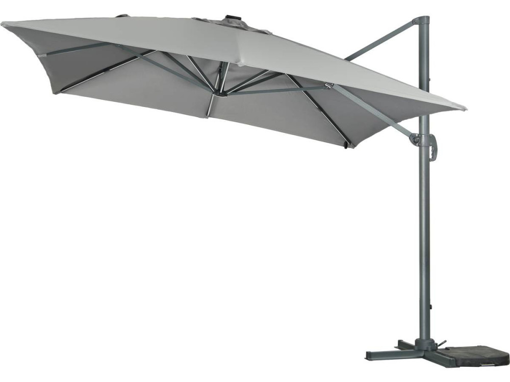 Parasol jardin déporté led alu "Sun 3 Luxe" 3 x 3 m - Gris