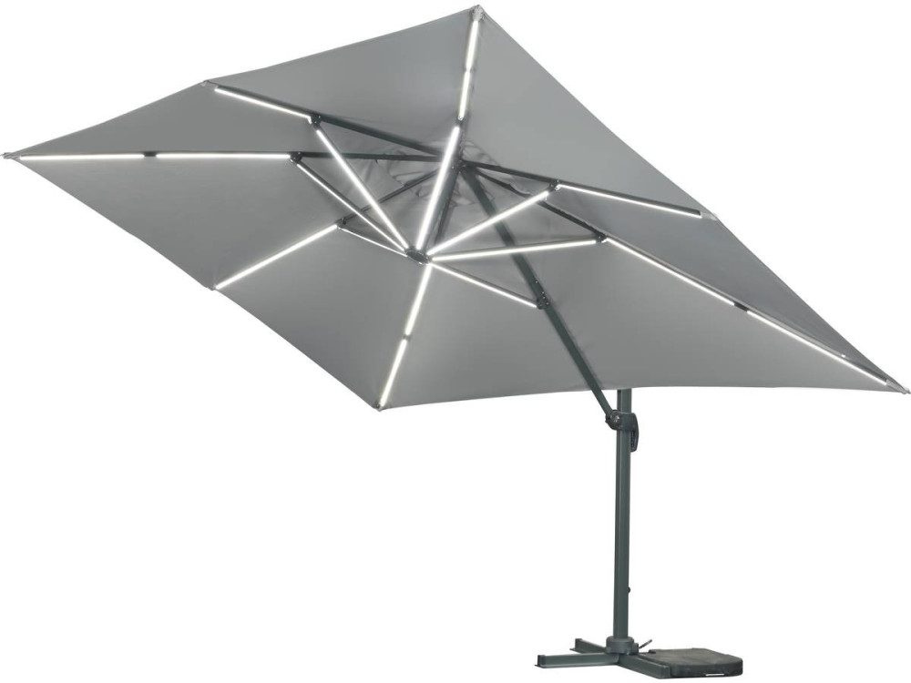 Parasol jardin déporté led alu "Sun 3 Luxe" 3 x 3 m - Gris