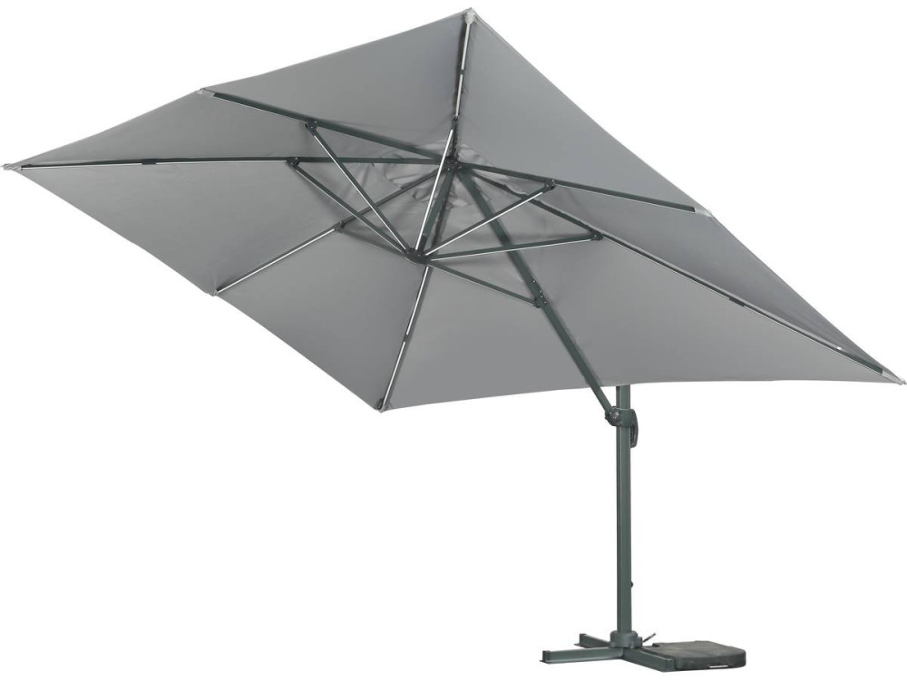 Parasol jardin déporté led alu "Sun 3 Luxe" 3 x 3 m - Gris