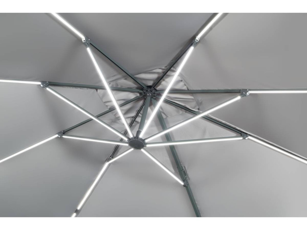 Parasol jardin déporté led alu "Sun 3 Luxe" 3 x 3 m - Gris