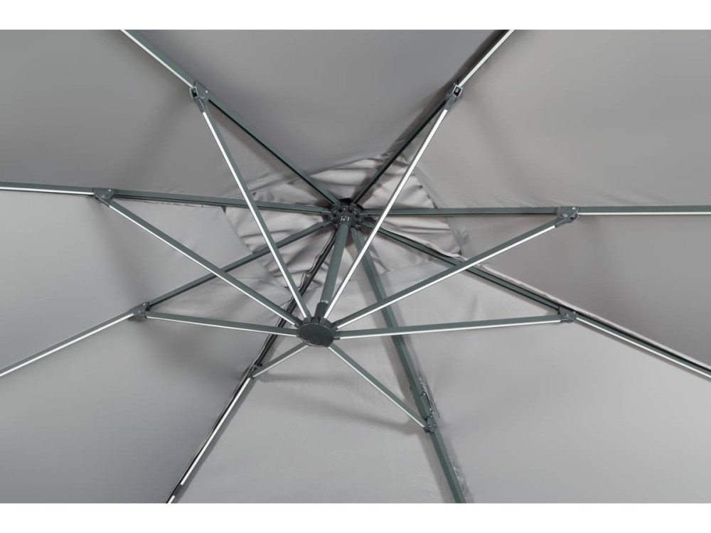 Parasol jardin déporté led alu "Sun 3 Luxe" 3 x 3 m - Gris