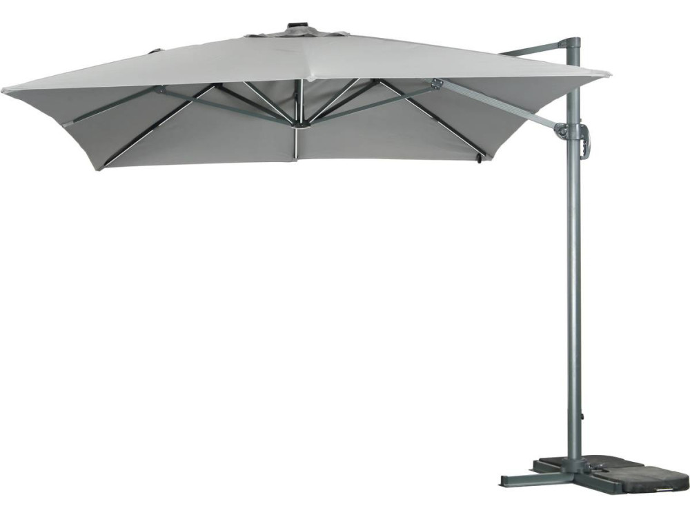 Parasol jardin déporté led alu "Sun 3 Luxe" 3 x 3 m - Gris