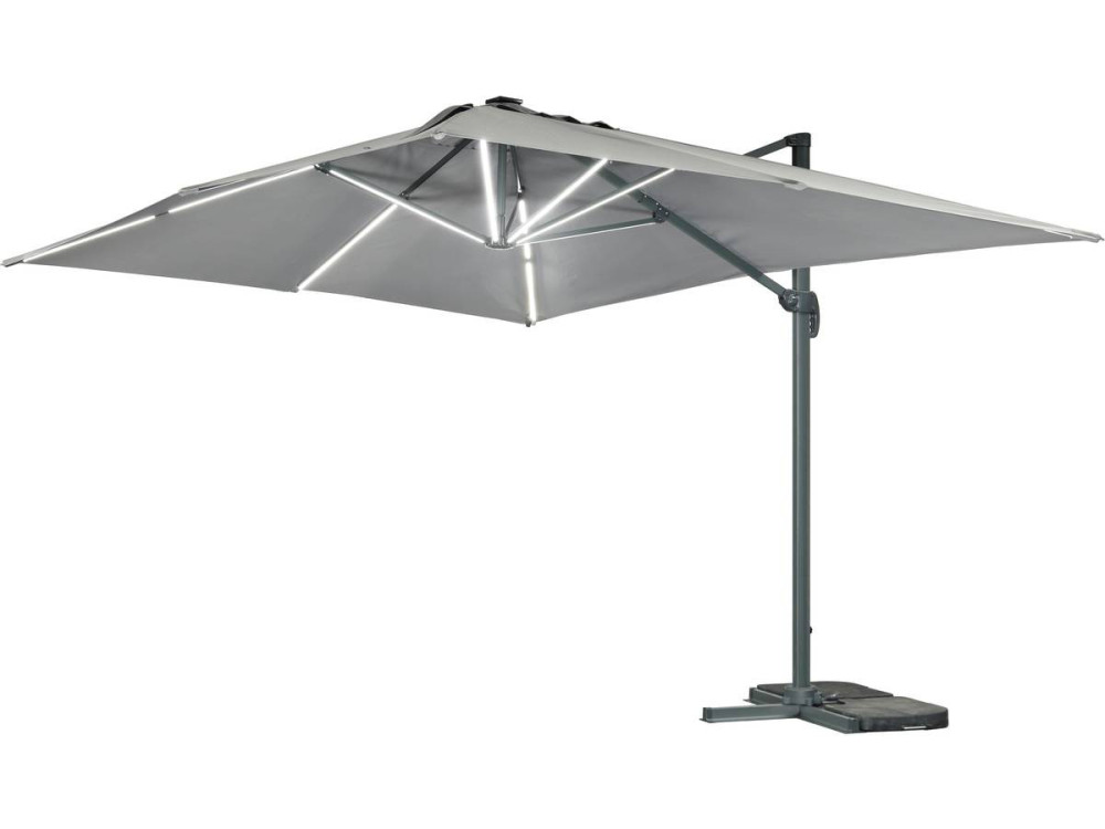Parasol jardin déporté led alu "Sun 3 Luxe" 3 x 3 m - Gris