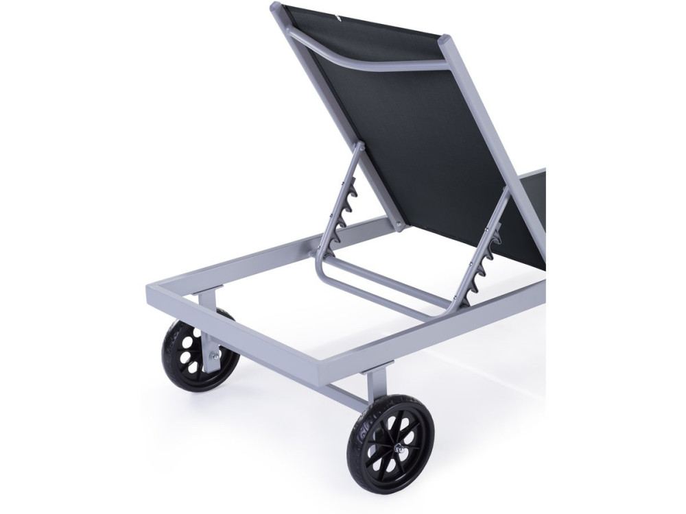 Bain de soleil Alu / Textilene "Bella" avec roues - Gris