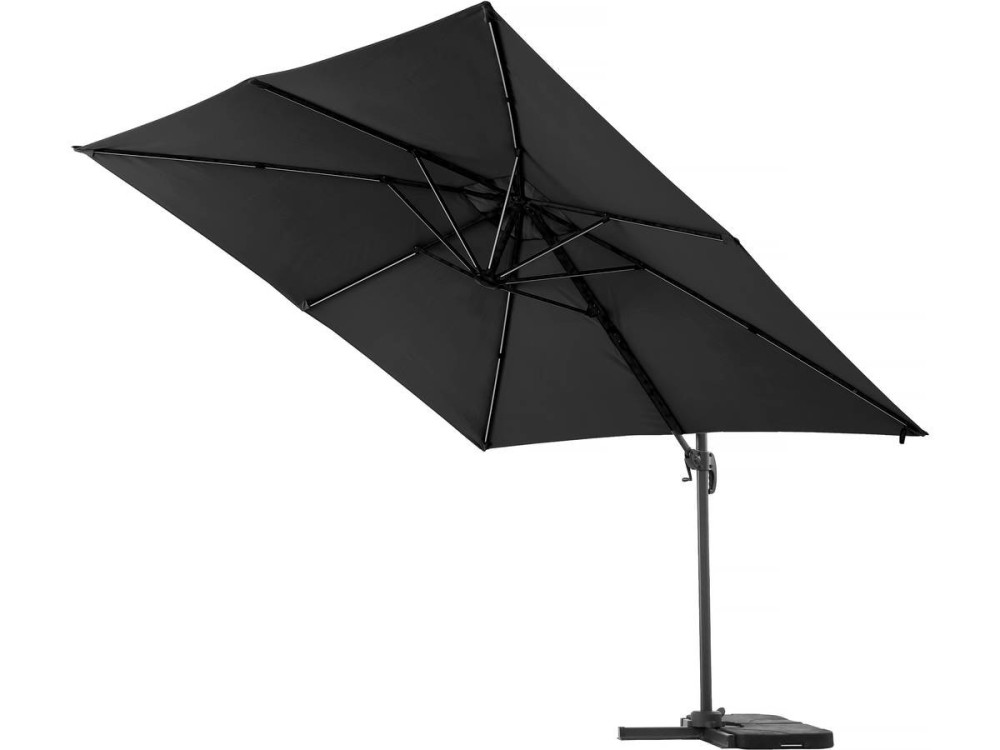 Parasol déporté avec LED - "Sun 4 Luxe" - 3 x 4 m - Noir