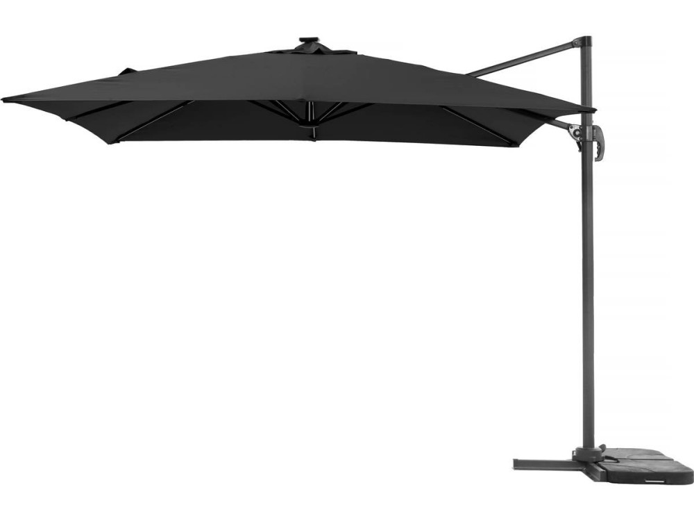 Parasol jardin déporté LED Alu "Sun 4 Luxe" - Rectangle - 3 x 4 m - Dalles à lester incluses