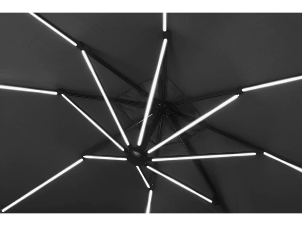 Parasol jardin déporté LED Alu "Sun 4 Luxe" - Rectangle - 3 x 4 m - Dalles à lester incluses