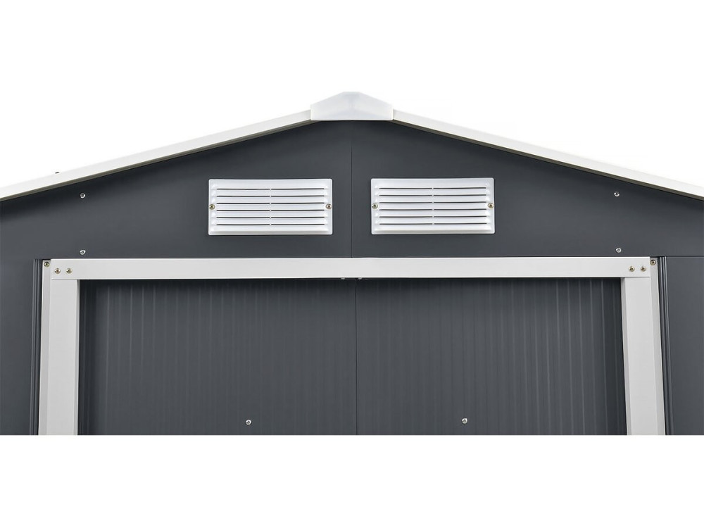 Abri de jardin métal - "Vegas"- 15 m² avec gouttière - Gris