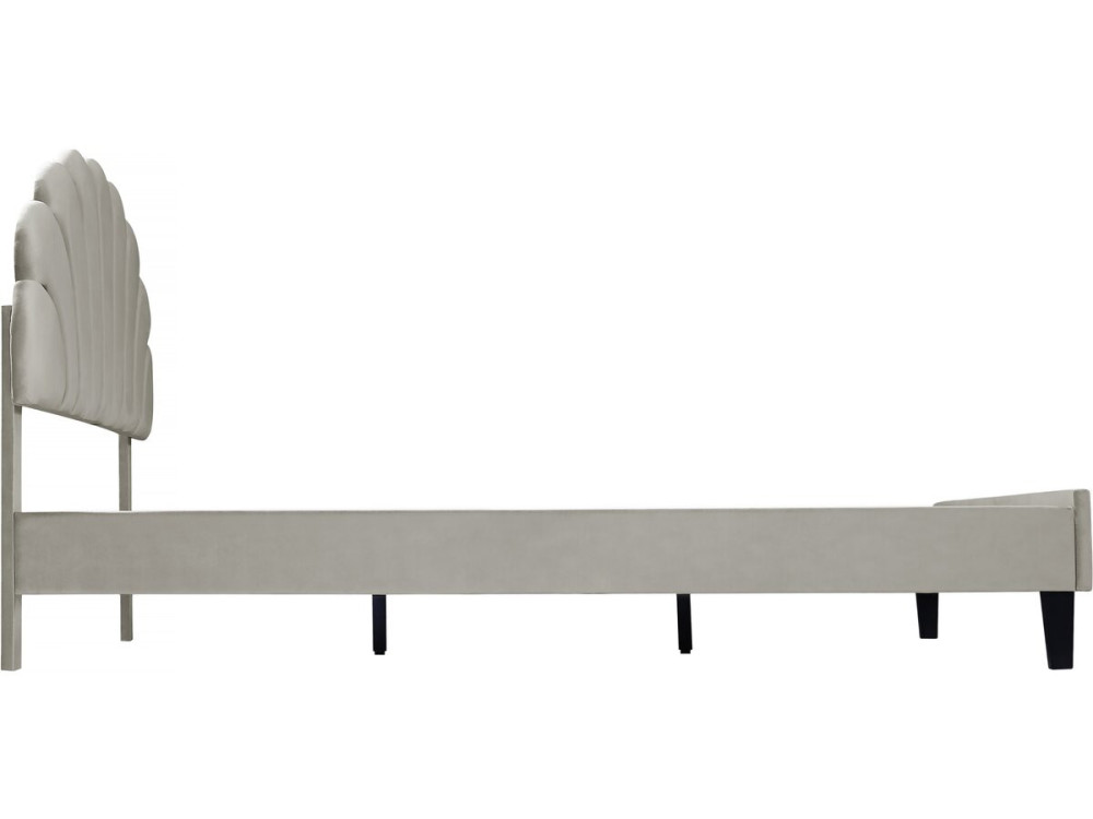 Lit coquillage en velours "Manon" - 160 x 200 cm - Gris