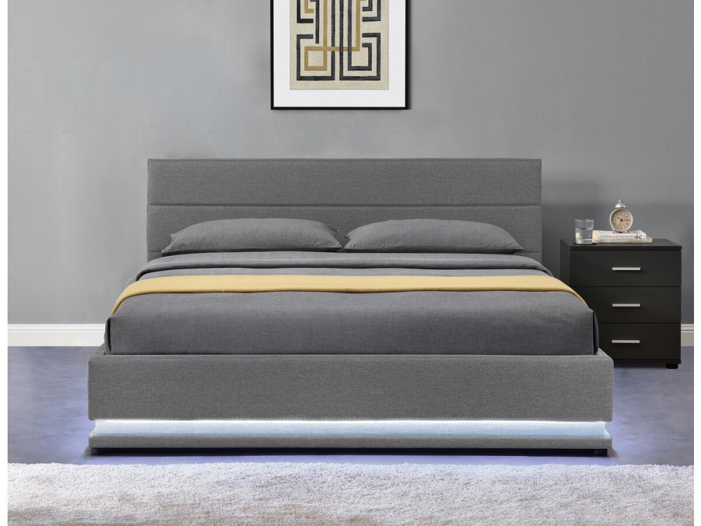 Lit LED avec coffre "Anastasia" - 160 x 200 - Gris foncé