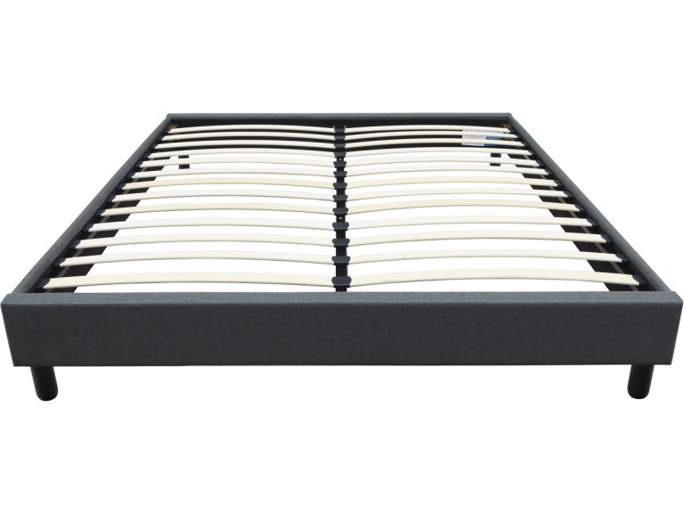 Sommier "Andy" en tissu - 140 x 190cm - Gris anthracite