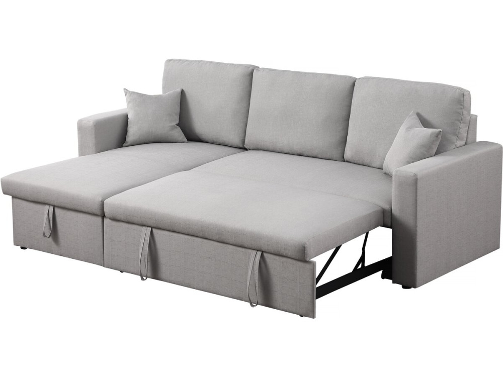 Canapé d'angle convertible/ réversible avec coffre "Alain" - 3 places - Gris clair