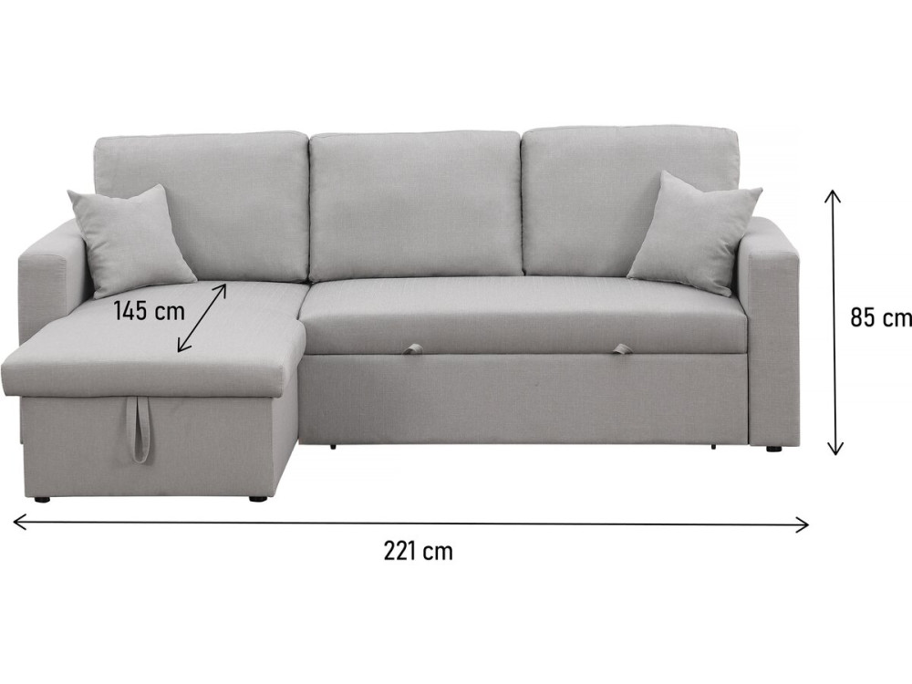 Canapé d'angle convertible/ réversible avec coffre "Alain" - 3 places - Gris clair