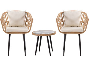 Salon de jardin rotin "Vela" - 2 places - Marron