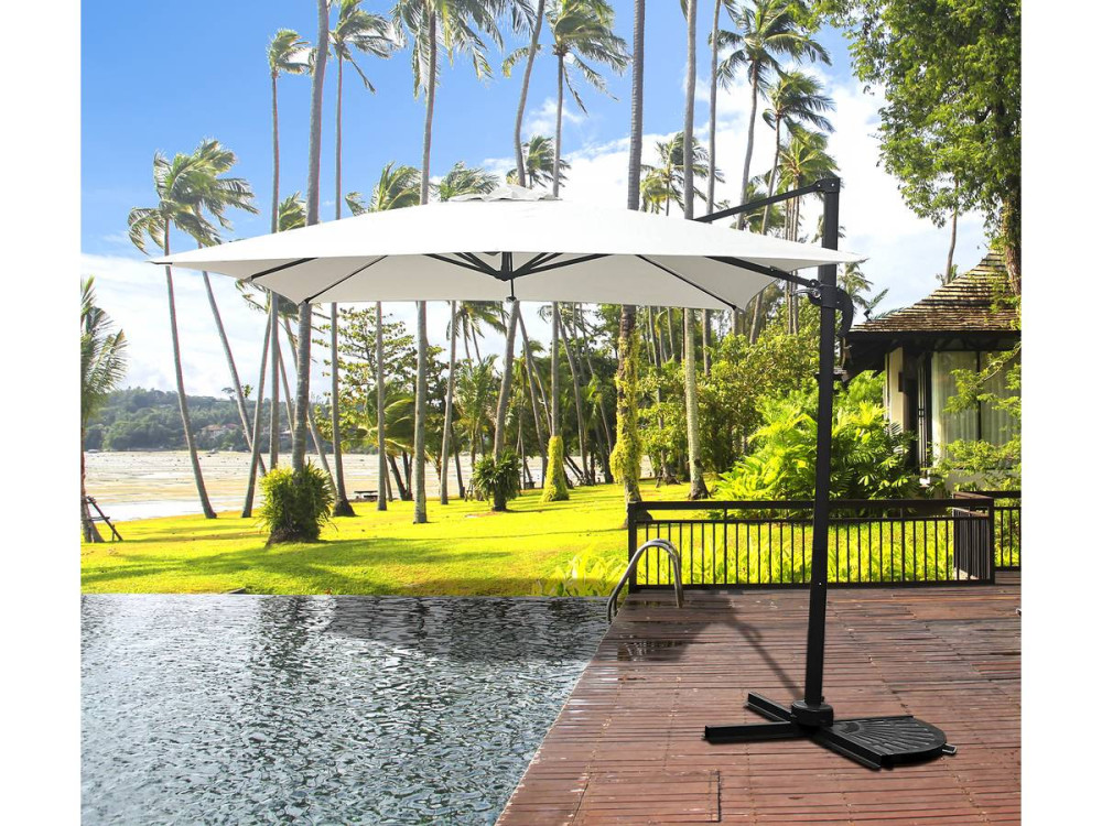 Parasol jardin déporté "Soleil" - Carré - 2.5 x 2.5 m - Ecru