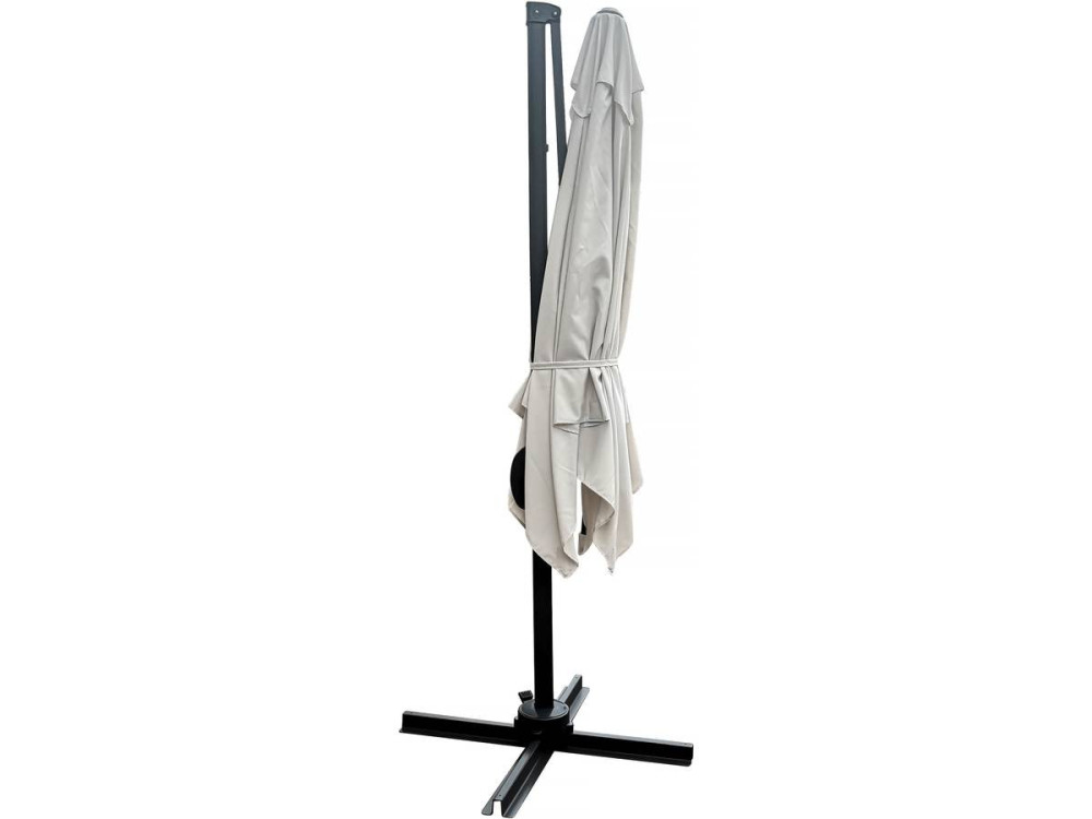 Parasol jardin déporté "Soleil" - Carré - 2.5 x 2.5 m - Ecru + Housse de protection