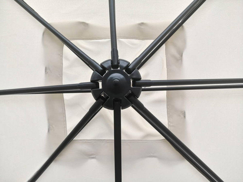 Parasol jardin déporté "Soleil" - Carré - 2.5 x 2.5 m - Ecru + Housse de protection